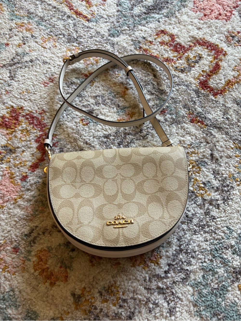 Coach Beige Logo Ellen Crossbody with Gold Hardware